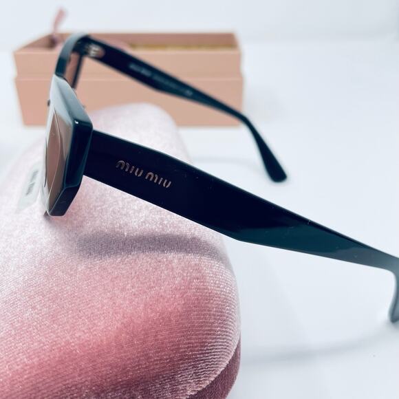 Miu Miu 59mm Semi Rimless Cat Eye Sunglasses goth BLACK DARK VIOLET SOLID modern - Picture 6 of 14